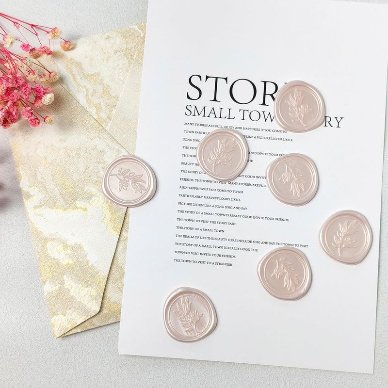 Pilloze 50Pcs Champagne Self-Adhesive Wax Seal Stickers - Wax Seal Perfect for Wedding Invitation or Envelope Good Adhesion and Easy to Use, Wedding Invitation Accessories - Image 5
